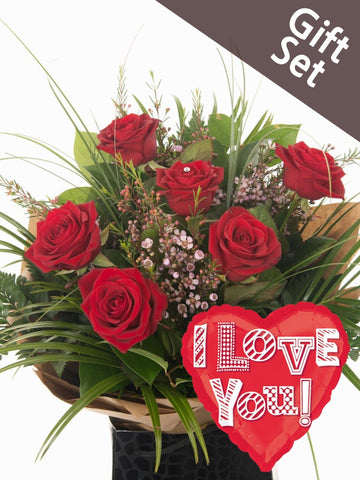Red Roses 6x  & Balloon ❤️