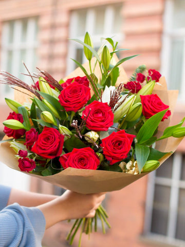Rose & Lily Christmas Hand-tied
